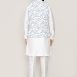 White Cotton Jacket With Abstract Design
