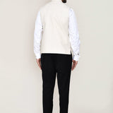 Cream Cotton Satin Nehru Jacket