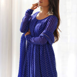 Indigo Blue Georgette Leheriya Printed Anarkali Set