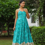 Lagoon Blue Cotton Floral Printed Gown Set