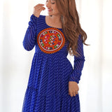 Ink Blue Chanderi Leheriya Printed Anarkali Set