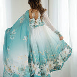Daisy White Organza Floral Printed Anarkali Set