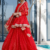 Candy Red Brasso Printed Skirt Set