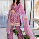 Lavender Haze Rayon Embroidered Kurti Set