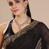 Black Lurex Chiffon Embroidered Saree
