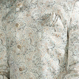 Ceramic White Printed Cotton Blend Sherwani Set