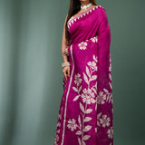 Burnt Pink Pure Silk Saree With Printed Design
