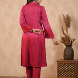 Deep Pink Russian Silk Solid Kurti Set