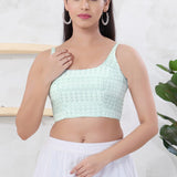 Green And Multicolour Cotton Printed Blouse