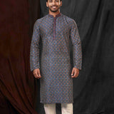 Navy Blue Art Silk Digital Printed Kurta Set