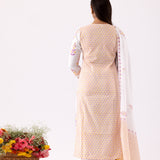 Yellow Block Printed Ivory Straight Kurta And Palazzo Set