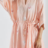 Peach A-Line Kurta With Floral Print