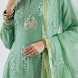 Printed Mint Green Floral Kurti Set