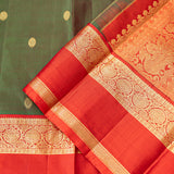 Forest Green Floral Kanjivaram Silk Saree