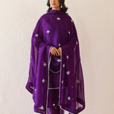 Deep Purple Russian Silk Solid Kurti Set