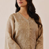 Sage Green Russian Silk Embroidered Kurti Set