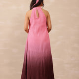 Pink Ombre Crepe Solid Gown