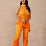 Amber Orange Crepe Solid Co-Ord Set