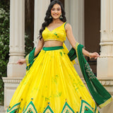Golden Fizz Yellow Chinon Shibori Lehenga Set