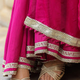 Solid Dark Pink Cotton Silk Sharara Set