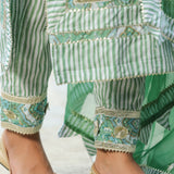 Seafoam Green Cotton Floral Printed Kurti Set