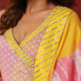 Light Lilac Cotton Floral Printed Anarkali Set