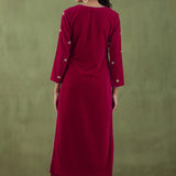 Rani Red Velvet Straight Kurta And Pant