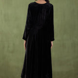 Black Silk Velvet Anarkali Kurta And Pant Set