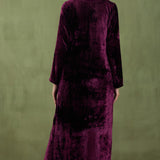 Dark Purple Silk Velvet Straight Kurta And Pant Set