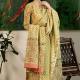 Yellow Paisley Printed  Suit Set With Floral Pattern