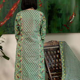 Dark Green Suit Set With Printed Floral Patterns