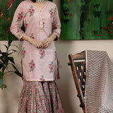 Floral Printed Pink Cotton Sharara Set