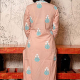Hand Block Printed Rose Pink Cotton Kurta Set