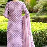 Pure Cotton Lilac Floral Printed Kurta Set