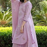 Birds Printed Light Purple Colour Kurta Set