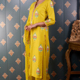 Hand Block Printed Lemon Yellow Cotton Kurta Set