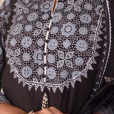 White Foil Block Print Gharara Set With White Lace Work