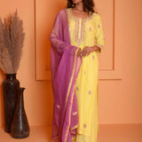 Yellow Embroidery Kurta Pant Set