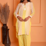 Light Yellow Linen Embroidery Kurta Set With Pant