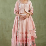 Floral Printed Light Pink Lehenga Set