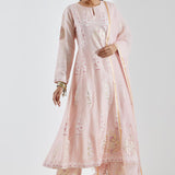 Printed Light Pink Floral Kurti Set