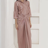 Cherry Blossom Dola Silk Tie Knot Skirt Set