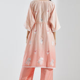 Peach A-Line Kurta With Floral Print