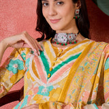Mustard Yellow Cotton Floral Printed Kurta Set