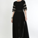 Black Georgette Solid Kurti Set