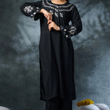 Black Rayon Long Kurta Set
