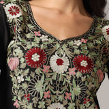 Black Raw Silk Kurti With Pants And  Dupatta