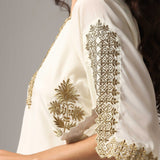 Cream French Crepe Kurti With Pants