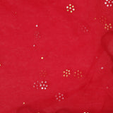 Cream Raw Silk Kurti With Contrast Pants And Netted Dupatta Set