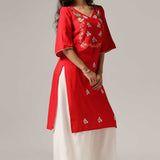 Red Rayon Kurti Palazzo Set